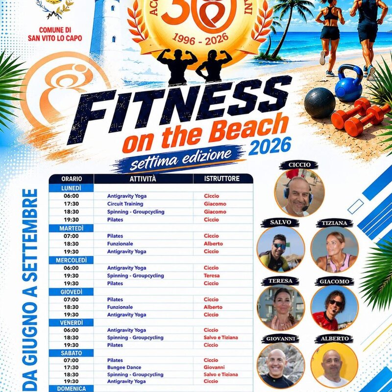 Fitness on the Beach 2026: quattro mesi di sport e benessere sul mare di San Vito Lo Capo