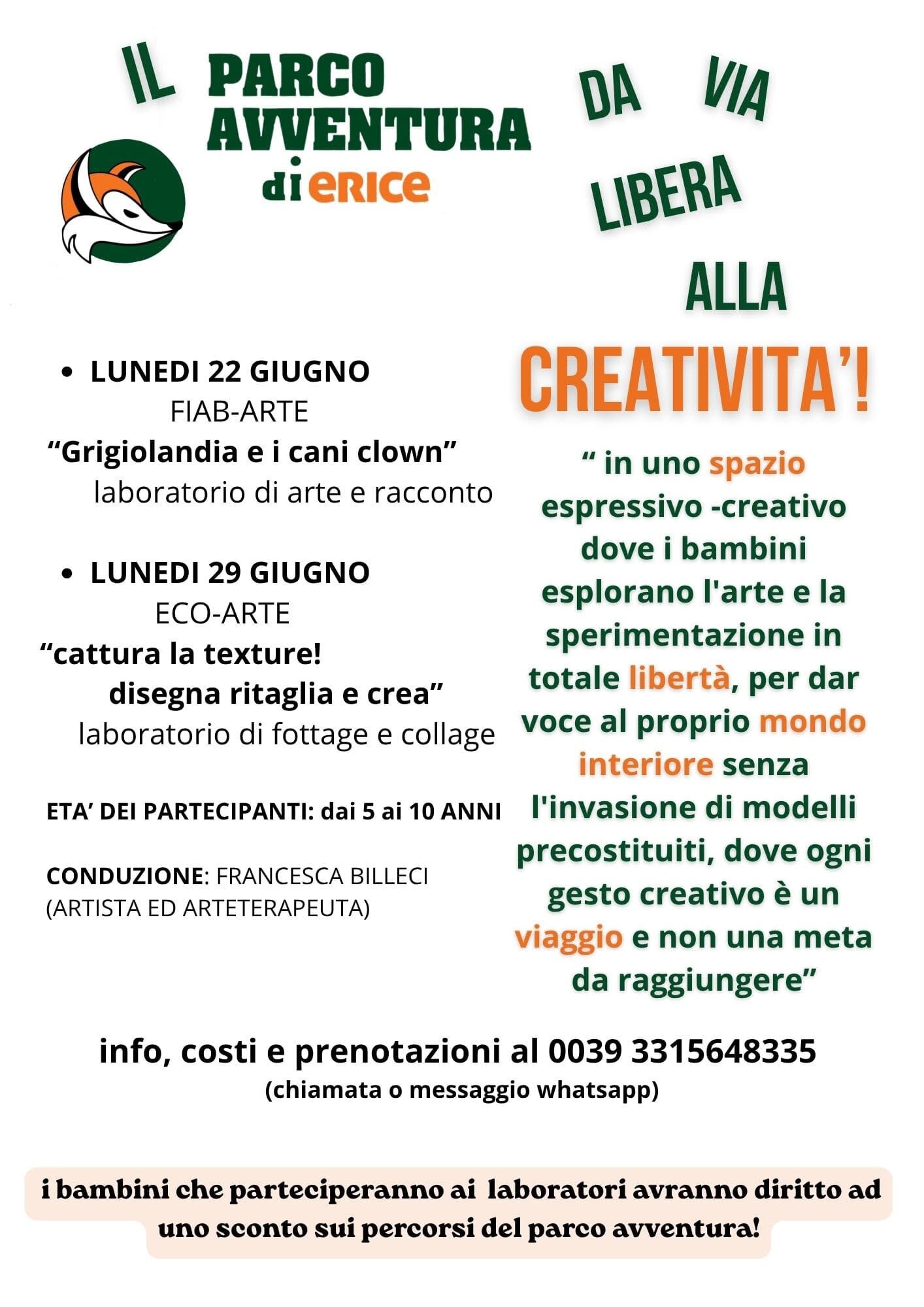 Al Parco Avventura Erice Arrivano I Laboratori Artistici Per Bambini