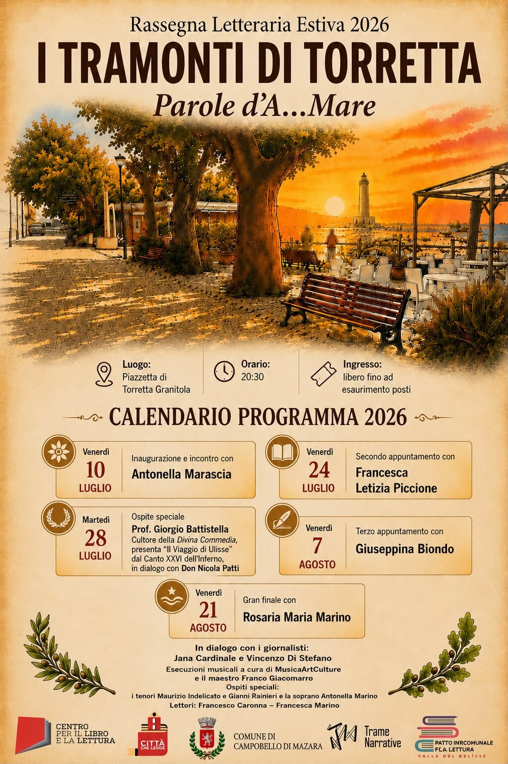 I Tramonti Di Torretta – Parole D’A…Mare: Al Via La Rassegna Letteraria Estiva 2026 A Torretta Granitola