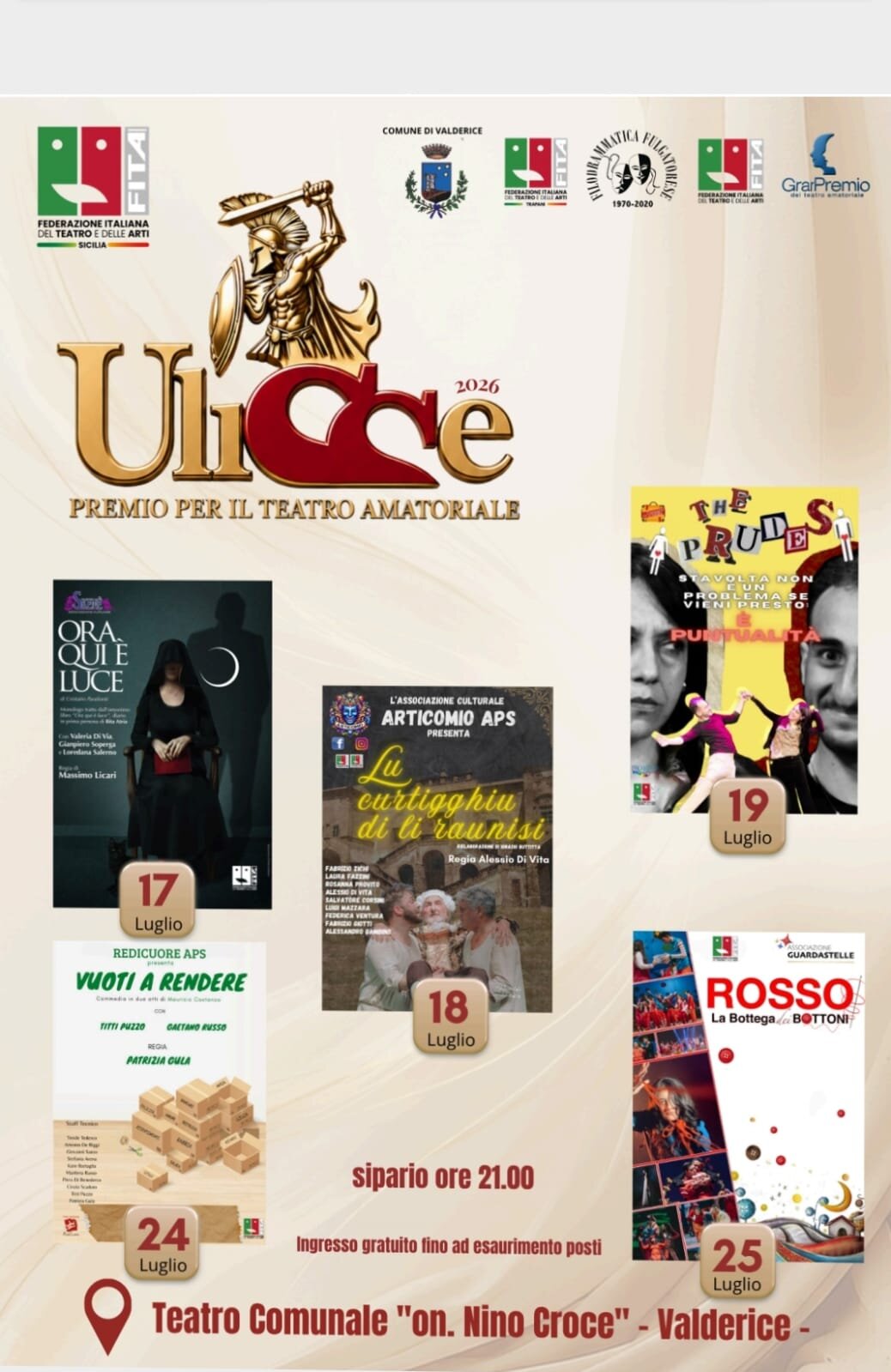 Premio Ulisse 2026: A Valderice Sei Serate Dedicate Al Teatro Amatoriale