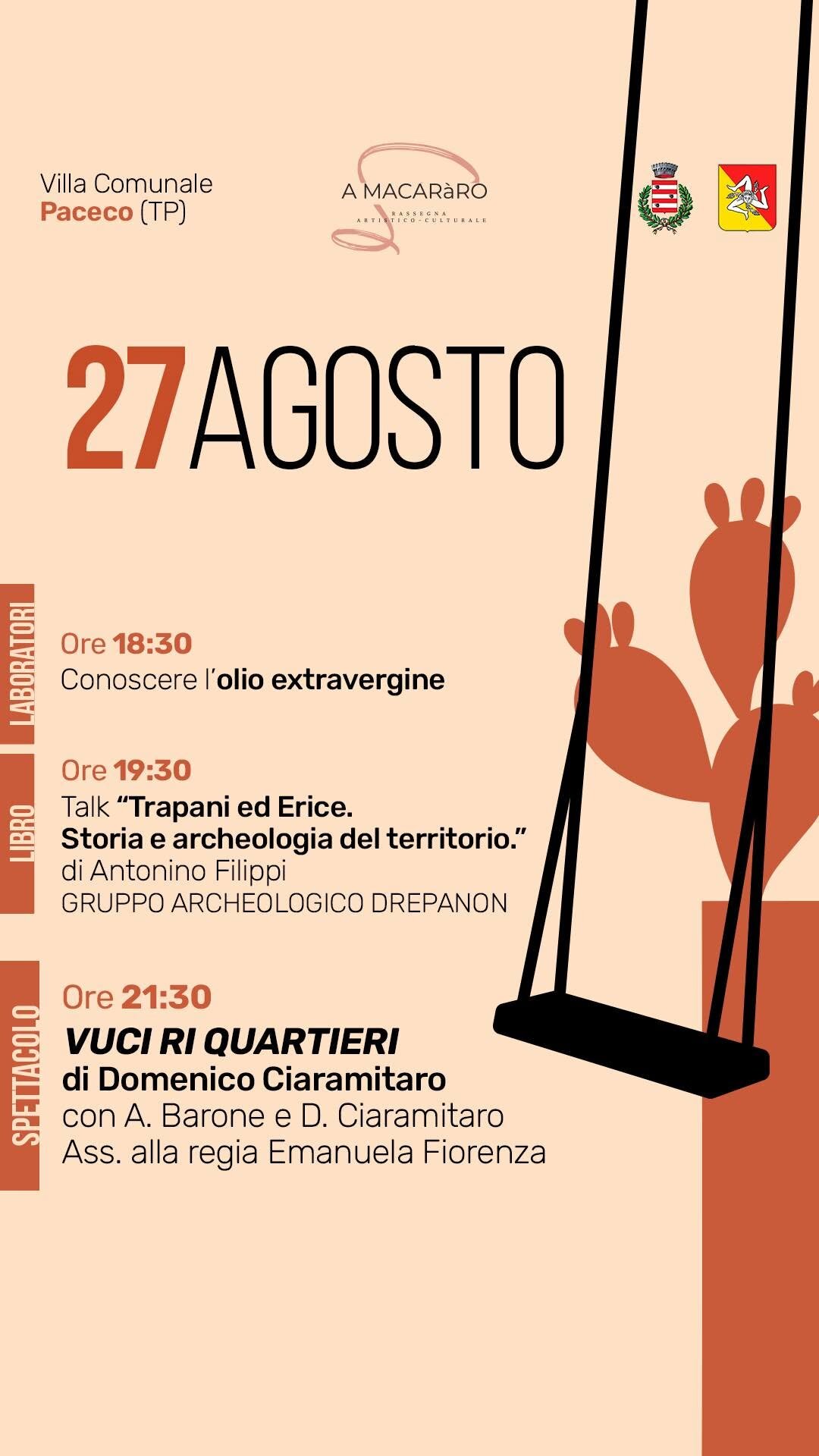 A Macaràro 2026: A Paceco Cinque Giorni Tra Teatro, Libri, Laboratori E Cultura Dal 26 Al 30 Agosto