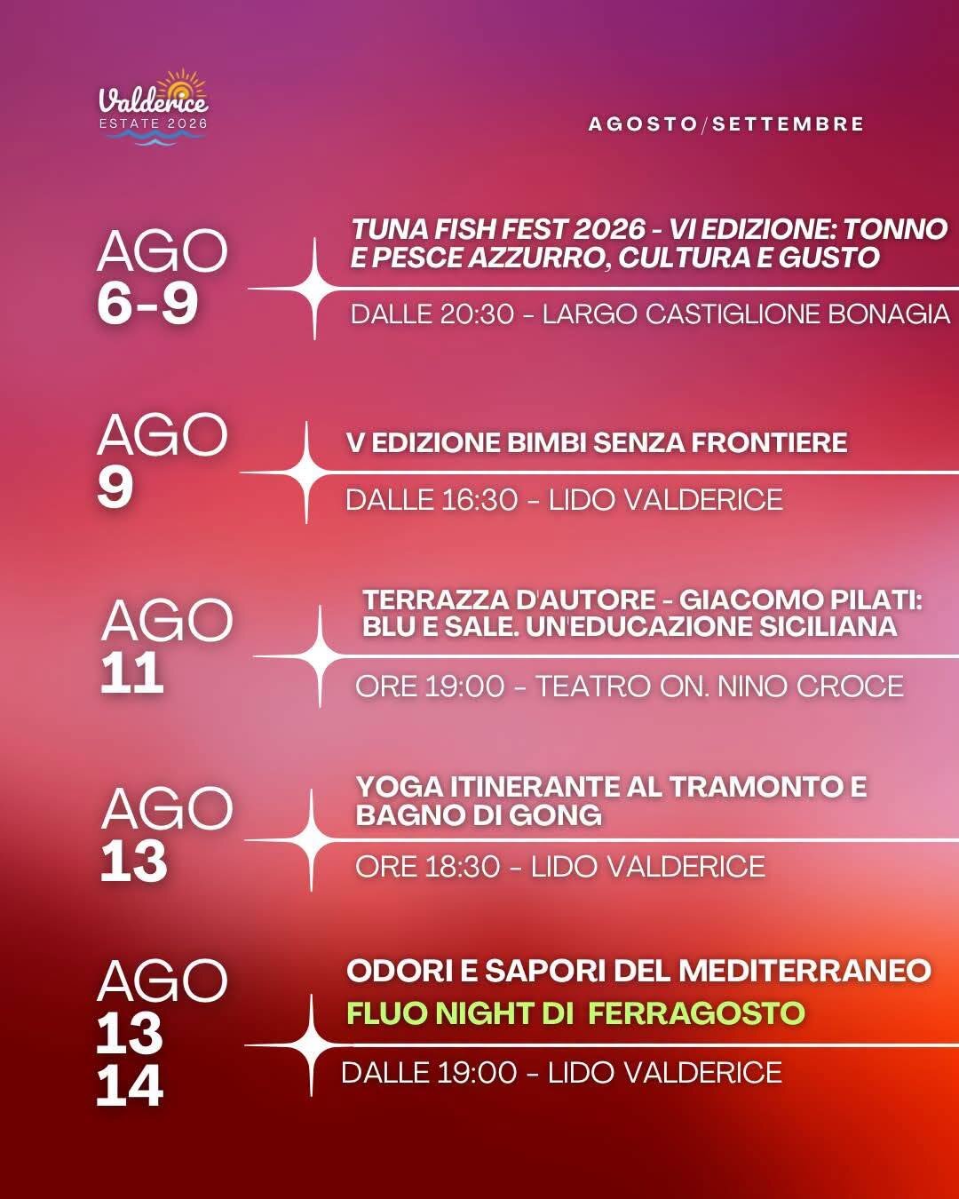 Valderice Estate 2026: Il Programma Completo Degli Eventi Dall'1 Agosto Al 12 Settembre