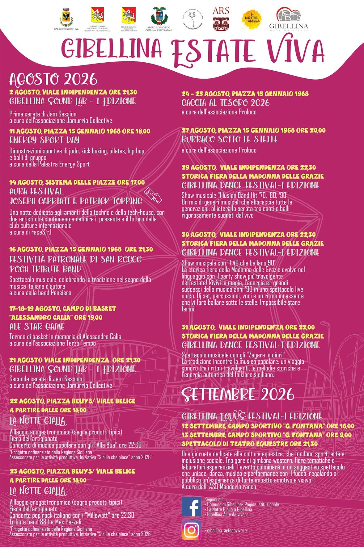 Gibellina Estate Viva 2026: Il Calendario Ufficiale Degli Eventi Dal 2 Agosto Al 13 Settembre