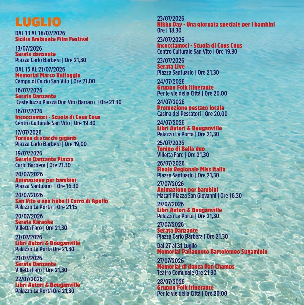 San Vito Lo Capo – Un Mare Di Eventi 2026: Il Programma Degli Appuntamenti