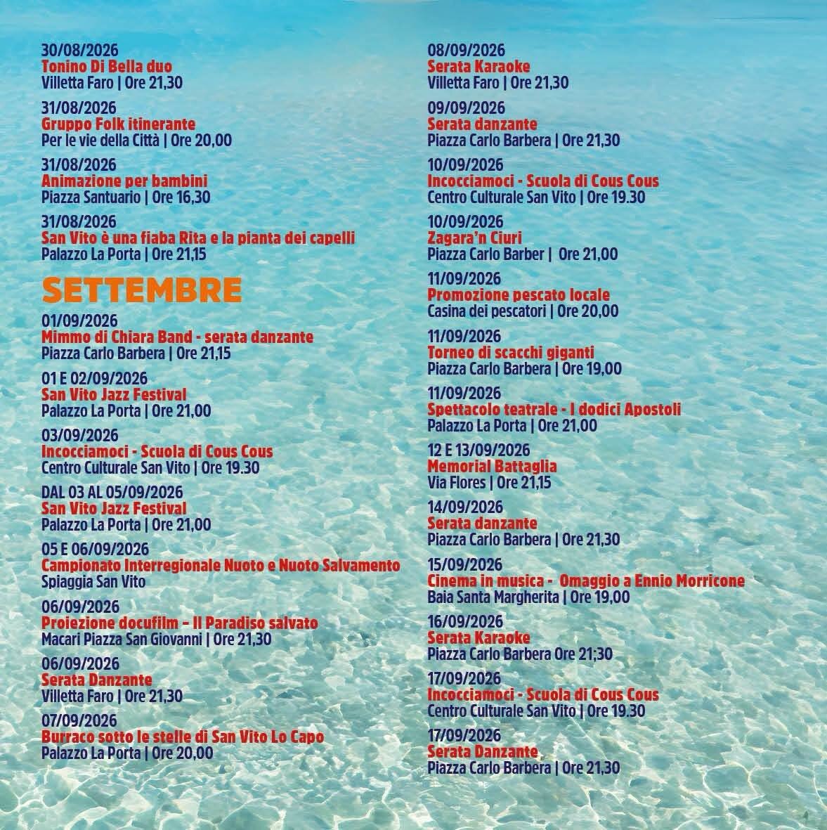 San Vito Lo Capo – Un Mare Di Eventi 2026: Il Programma Degli Appuntamenti
